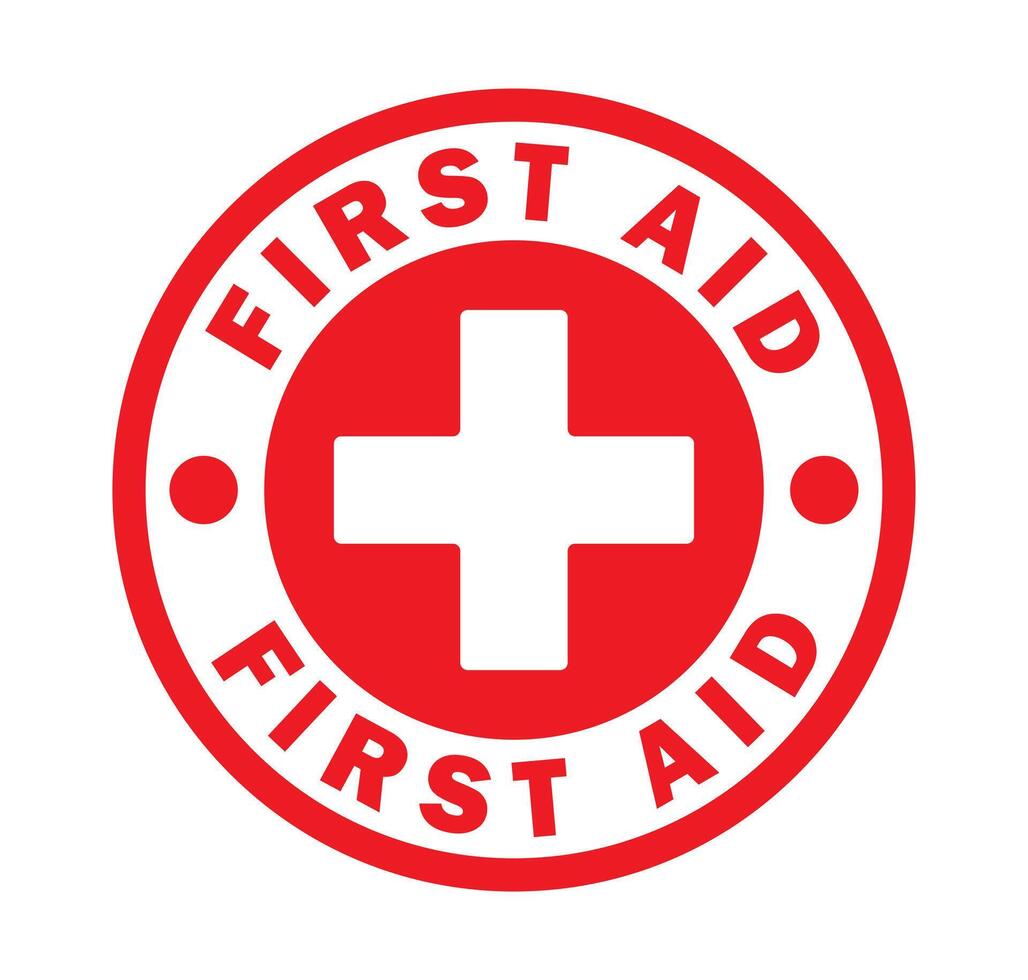 First Aid circle round medical icon symbol. Hospital doctor sign logo. illustration image. Isolated on white background. vector