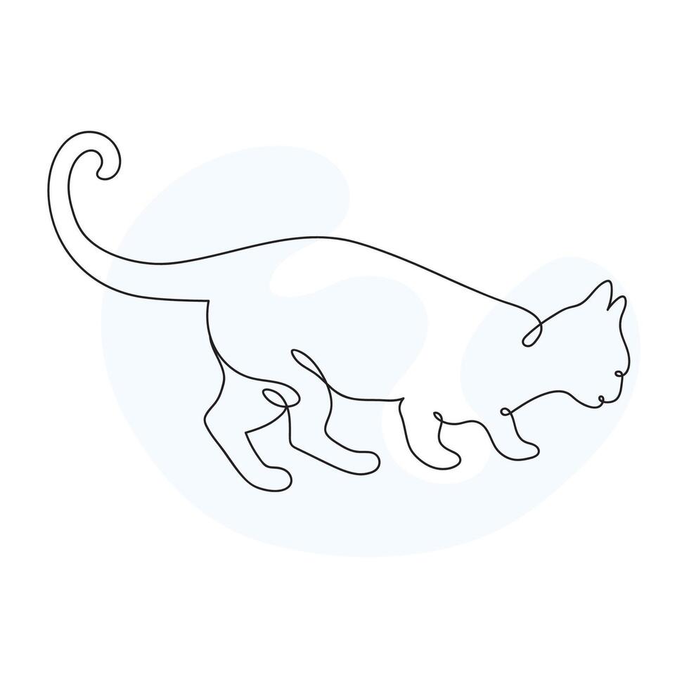 One Line Drawing Cat Symbol. Creative Outline Cat Icon Set. Cat Minimalist Contour Art with a Splash of Color isolated on white background vector