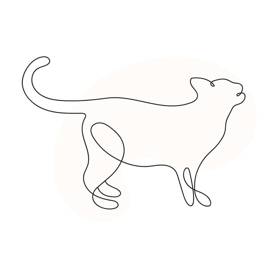 Outine Cat. Cute Cat in Continuous One Line Drawing Style. Creative Outline Cat Icon Set. Cat Minimalist Contour Art with a Splash of Color isolated on white background vector
