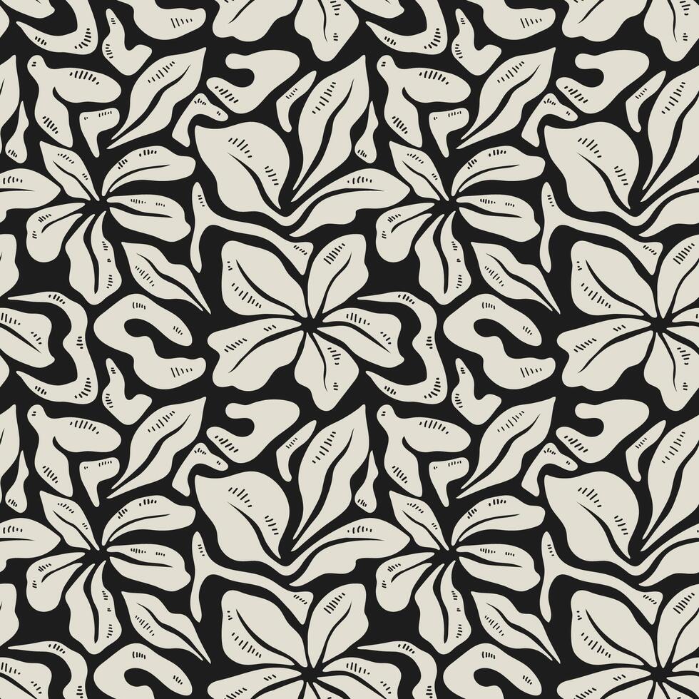 Simple modern contemporary flower seamless pattern. Minimalist hand draw flower pattern for fabrics, textile, wrapping paper, cards vector