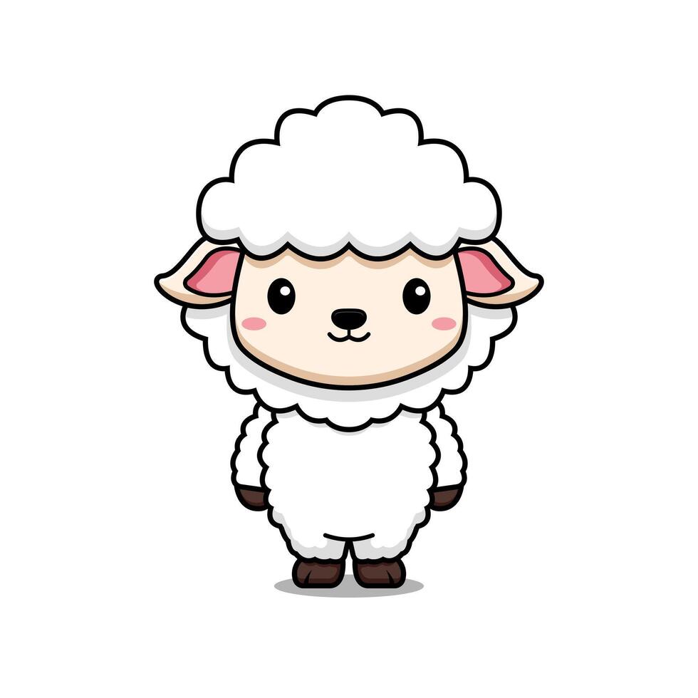 Cute Sheep Animal Character Icon Illustration. Flat Cartoon Style Suitable for Web Landing Page, Banner, Sticker, Card vector