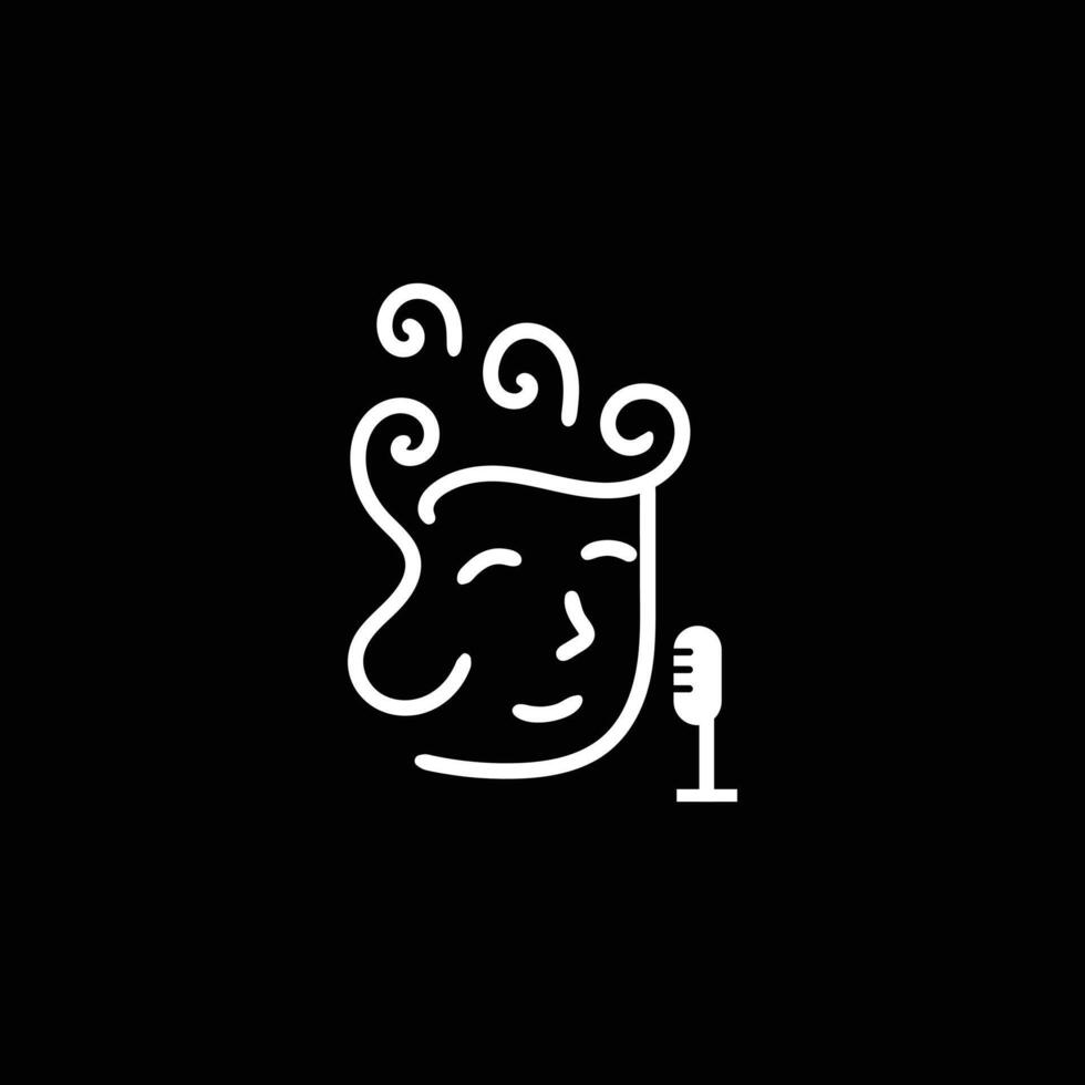 Minimalist Podcast Logo Design for Dialogue and Communication Elegant.face and mic vector