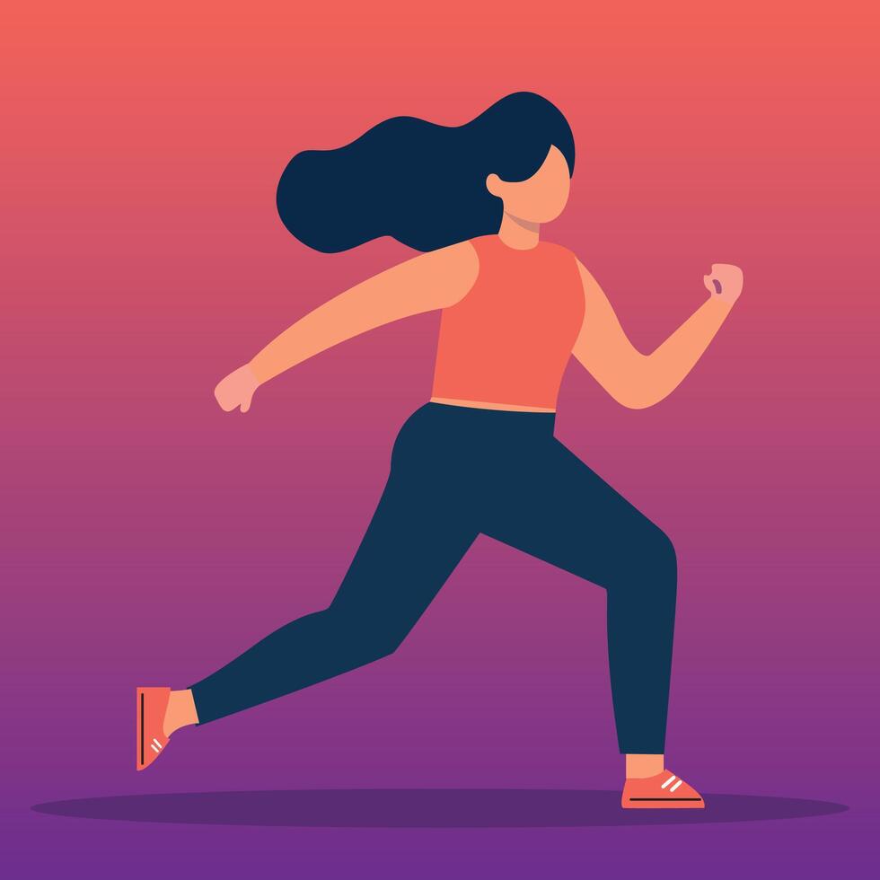 Athletic Woman Running Illustration vector