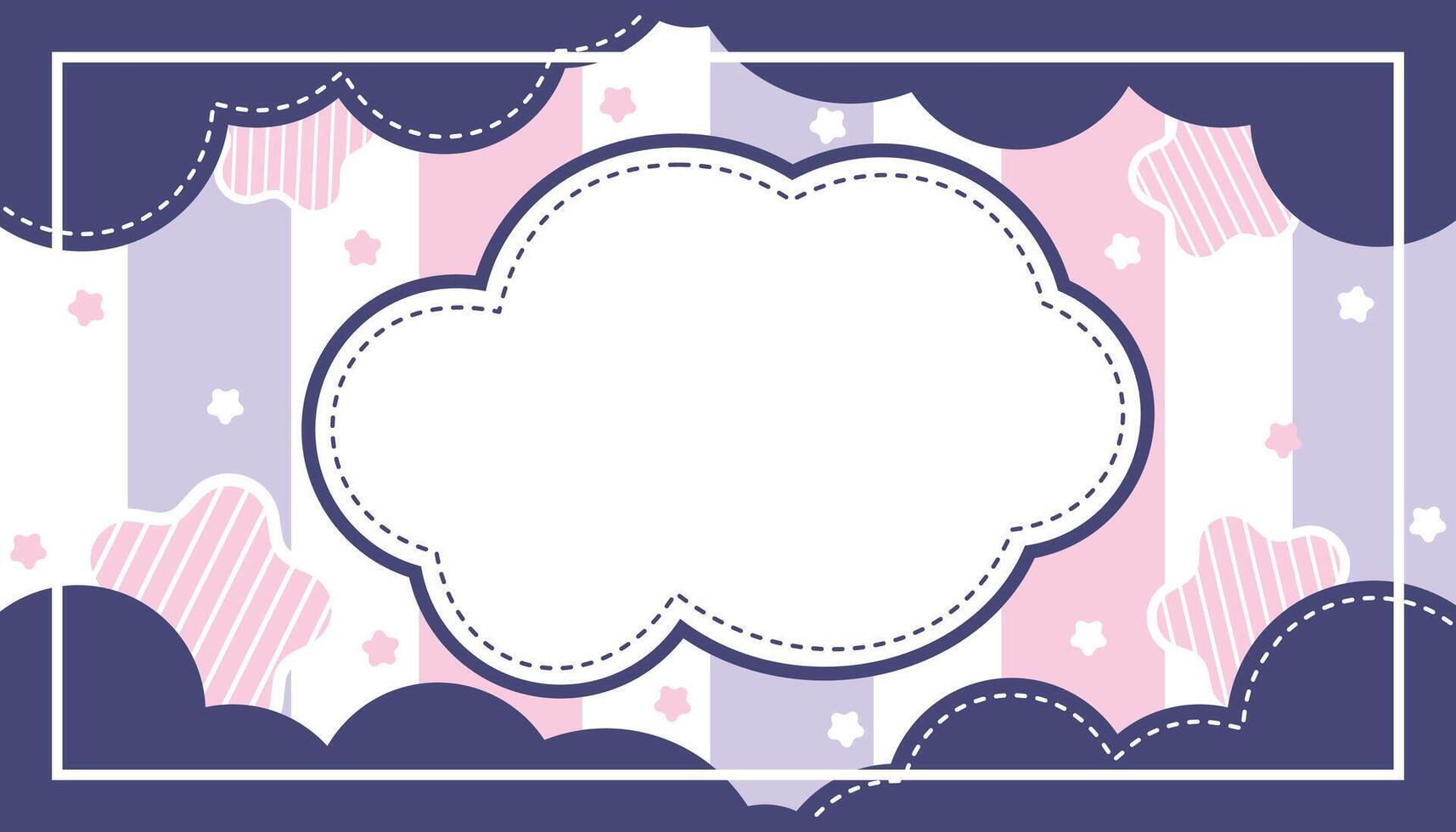 cute border cloud and star background vector