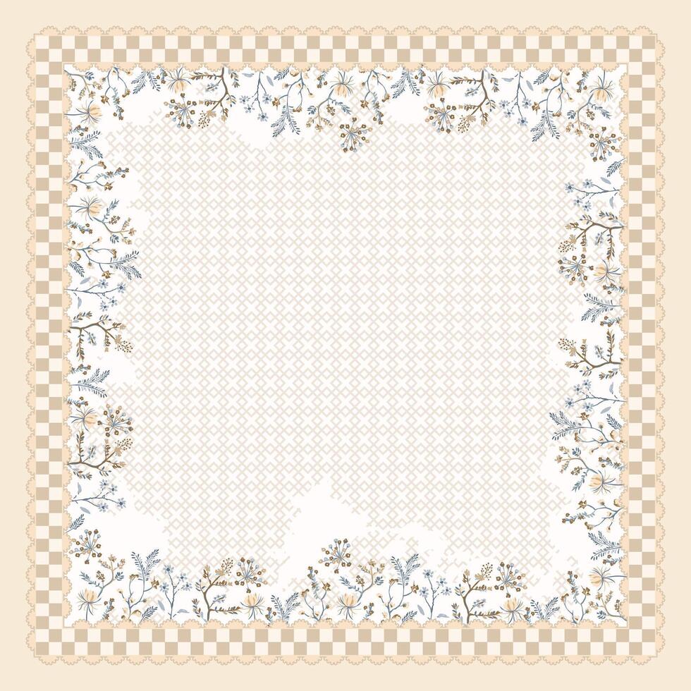 wild flower framed scarf design vector