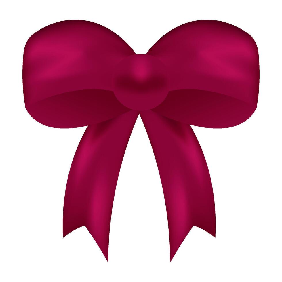 Red realistic bow. Satin tied ribbon isolated on white background. element template for the design of compositions, illustration and different holidays vector