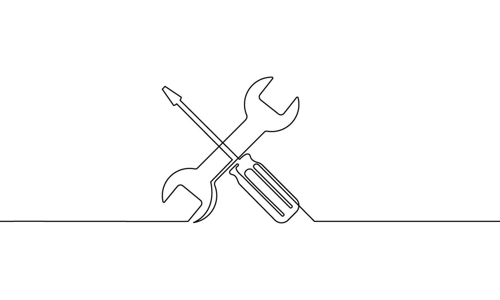Continuous line drawing of Screwdriver isolate on white background. vector