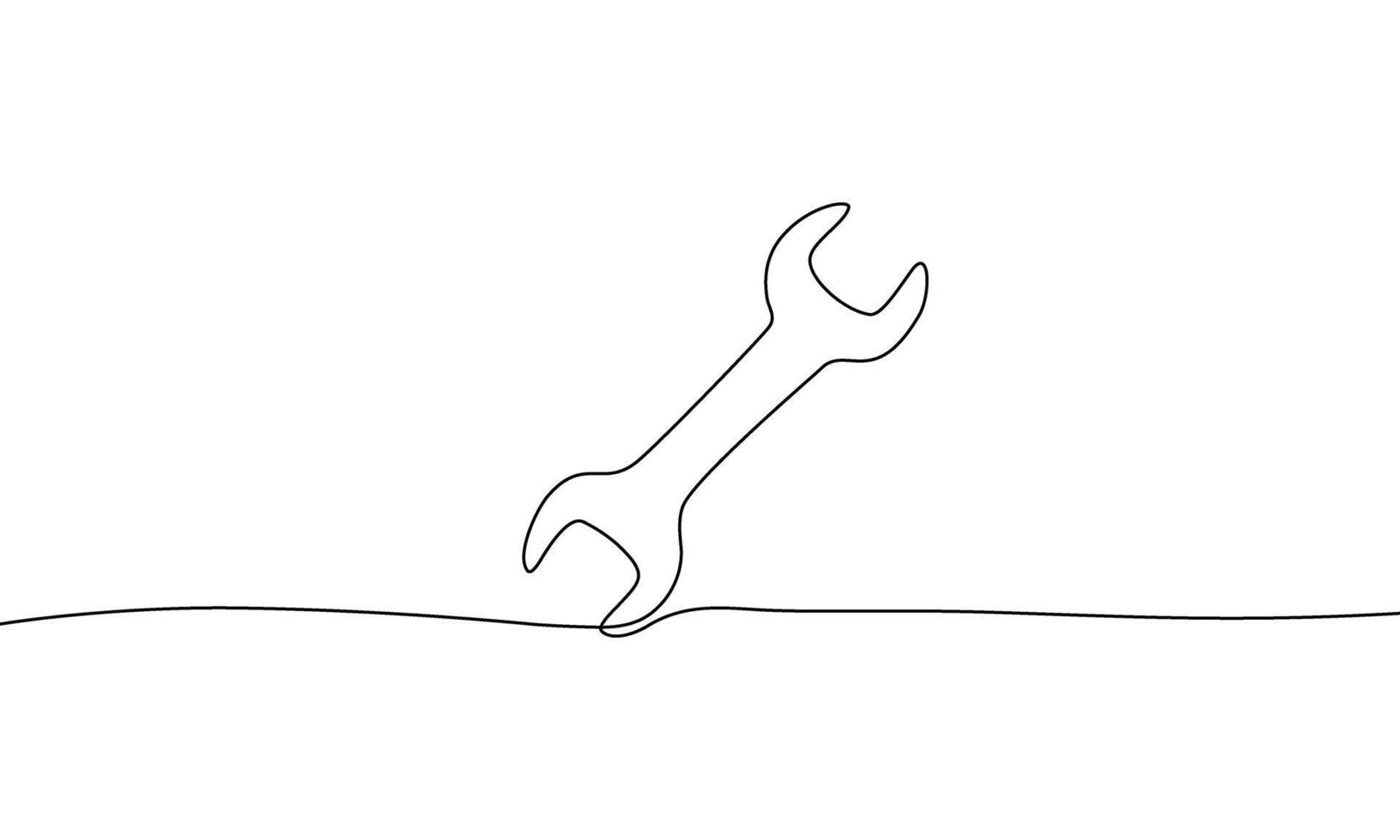 Continuous line drawing of Wrench isolate on white background. vector