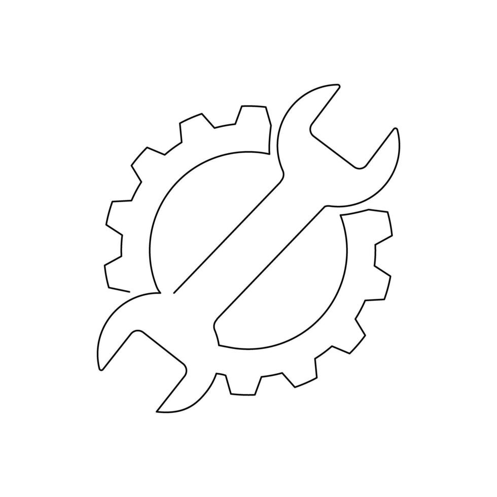 Continuous line drawing of Service tools isolate on white background. vector