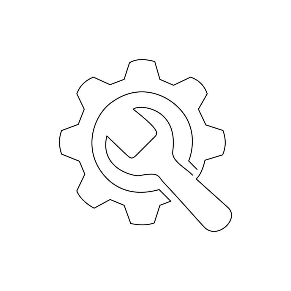 Continuous line drawing of Service tools on white background vector