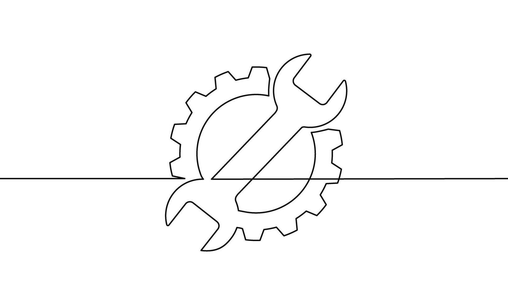 Continuous line drawing of Service tools isolate on white background vector