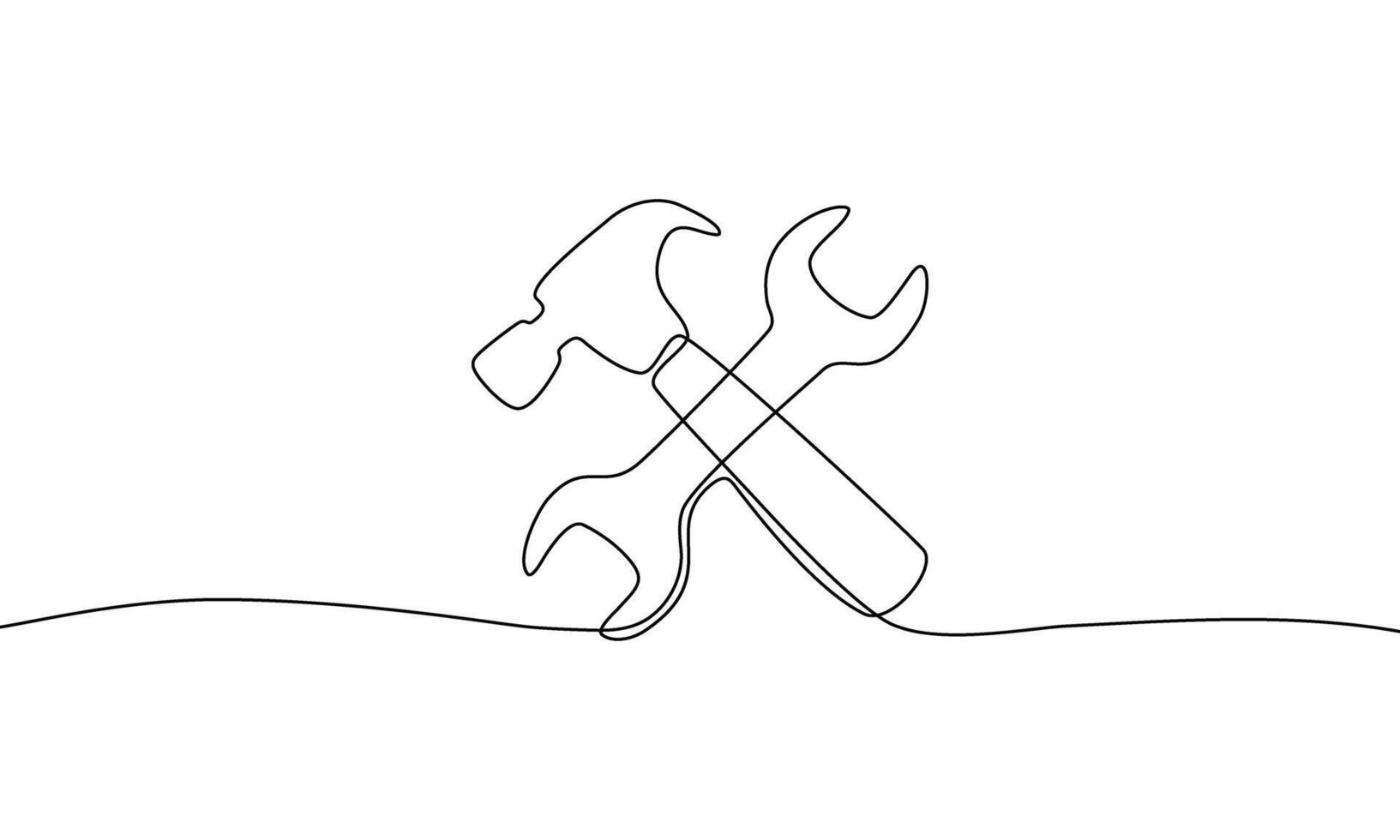 Continuous line drawing of Service tools isolate on a white background. vector