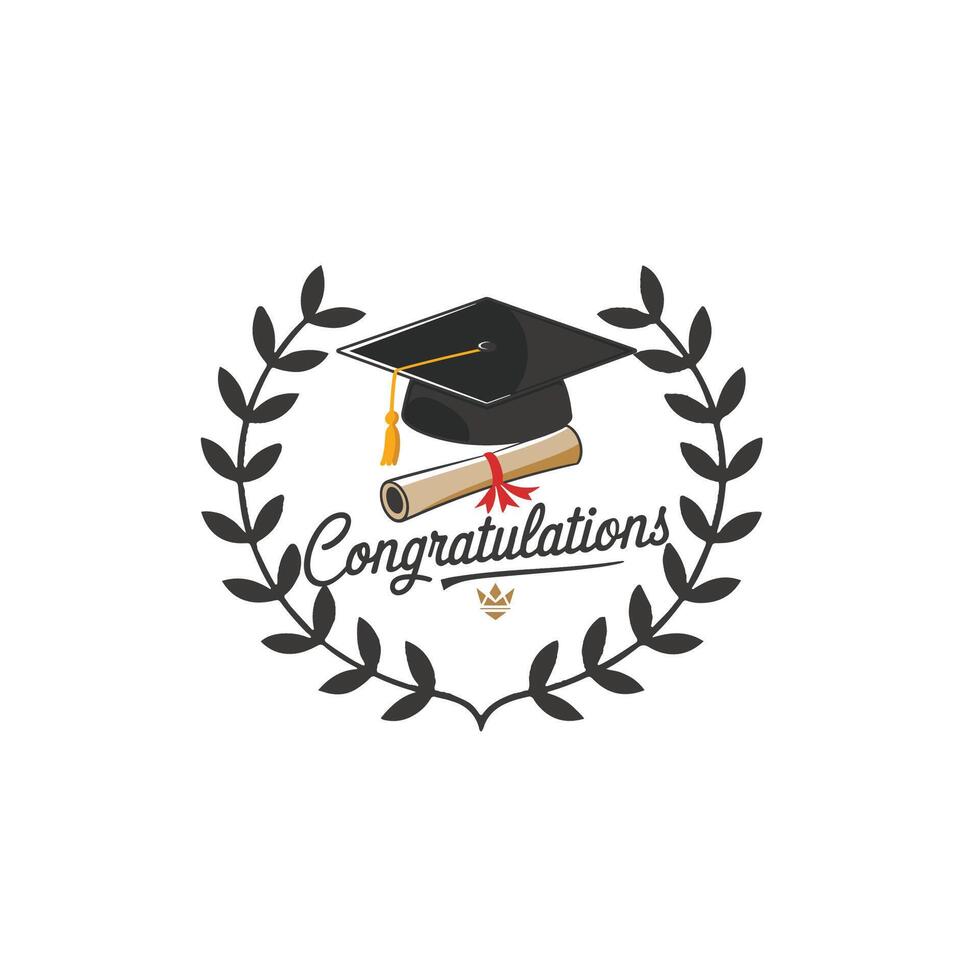 Bold Monochrome Graduation Typography Elegant Congrats Graduate Text Art vector