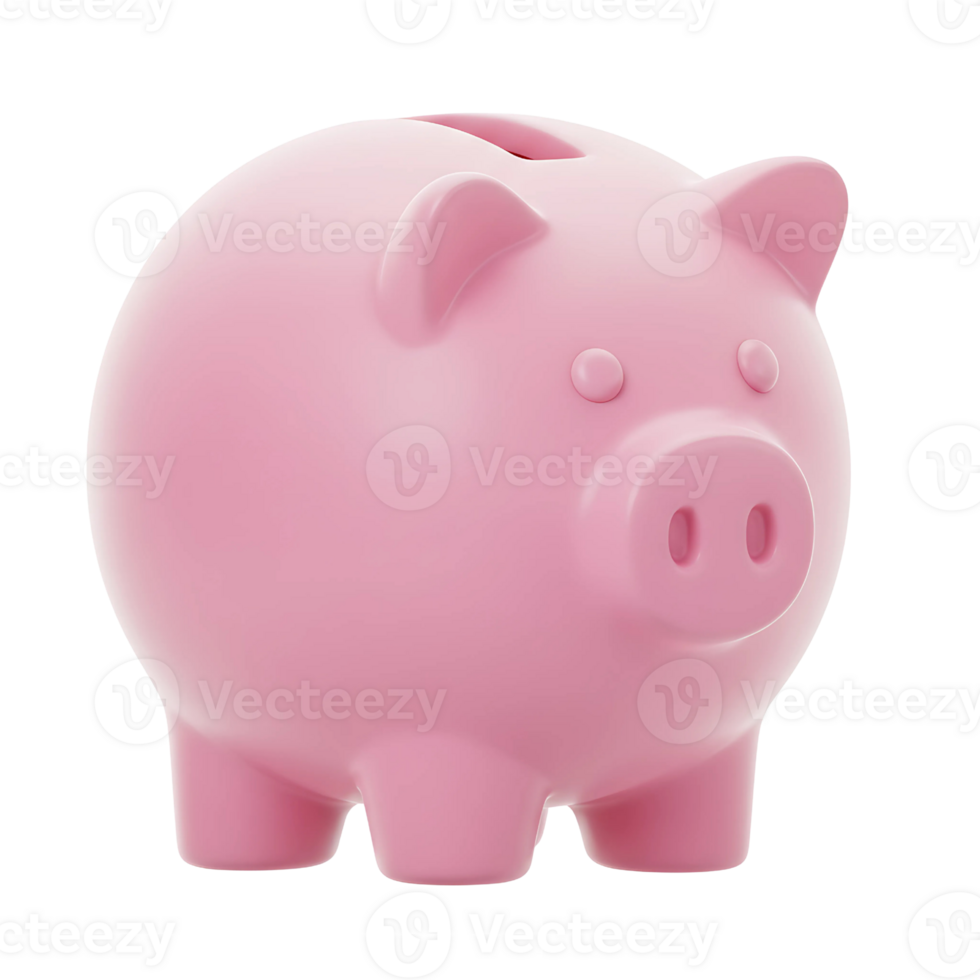 Cute 3D Rendering of a Pink Piggy Bank png
