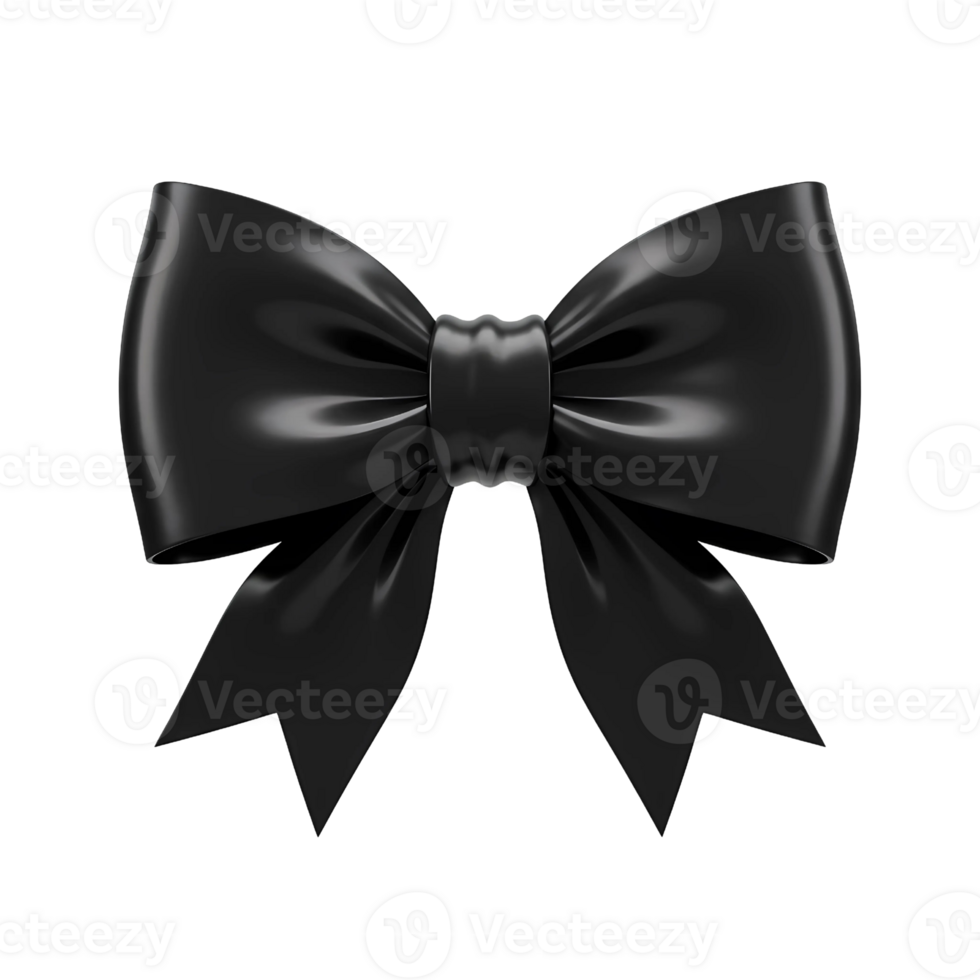 Elegant 3D Rendering of a Black Satin Bow png