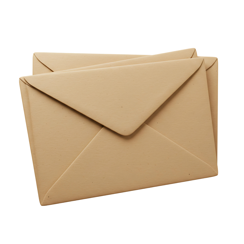 Classic 3D Rendering of Two Brown Paper Envelopes png