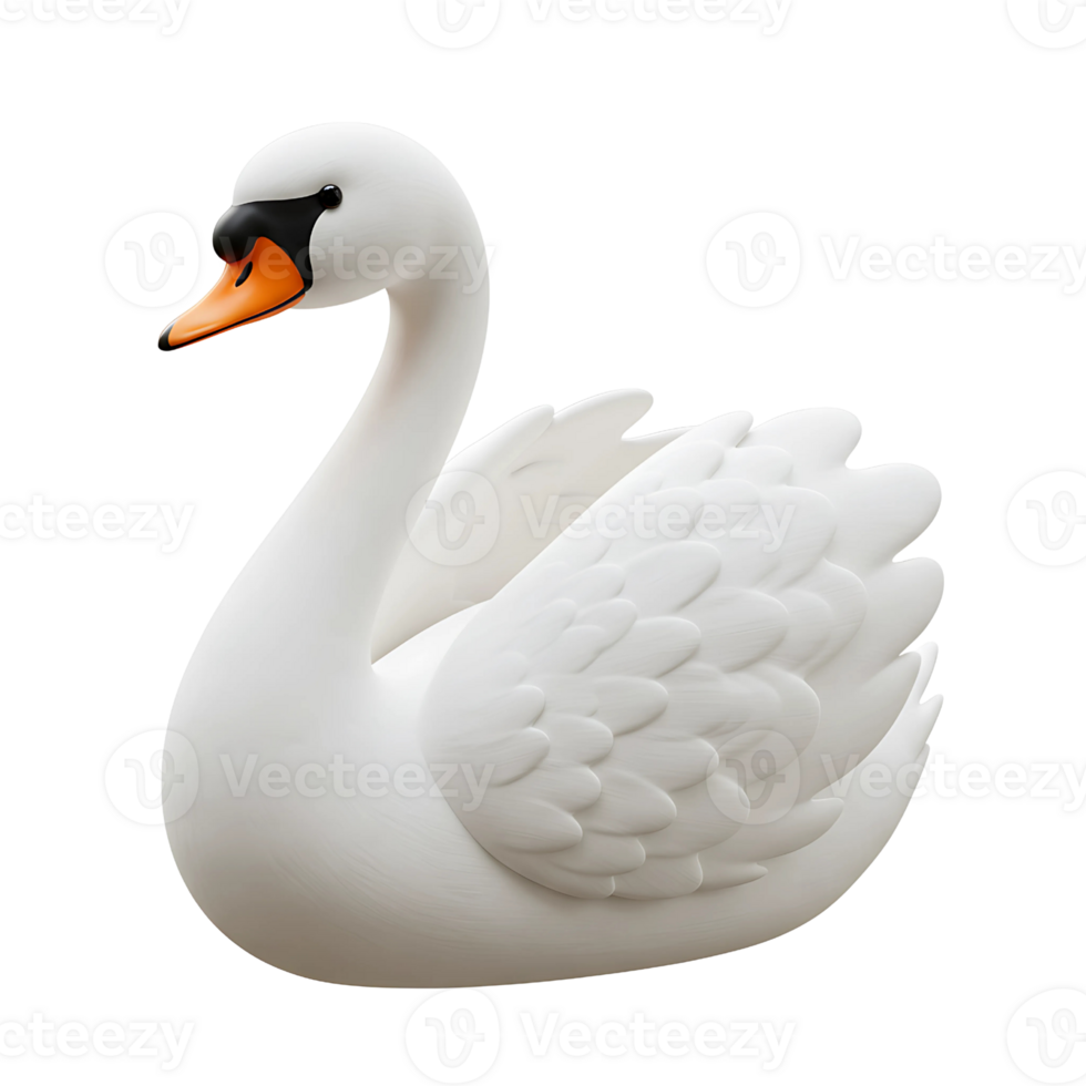 Elegant 3D Rendering of a White Swan png