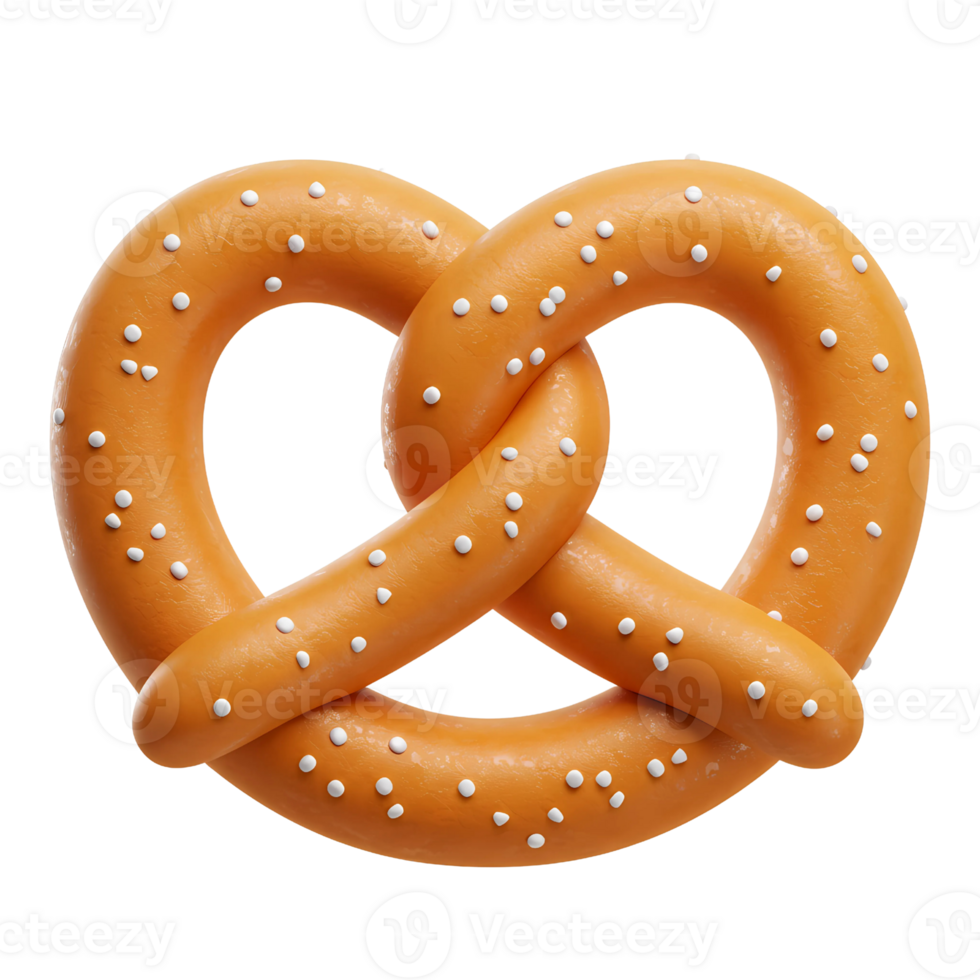 3D Rendering of a Delicious Pretzel with Salt Sprinkles png