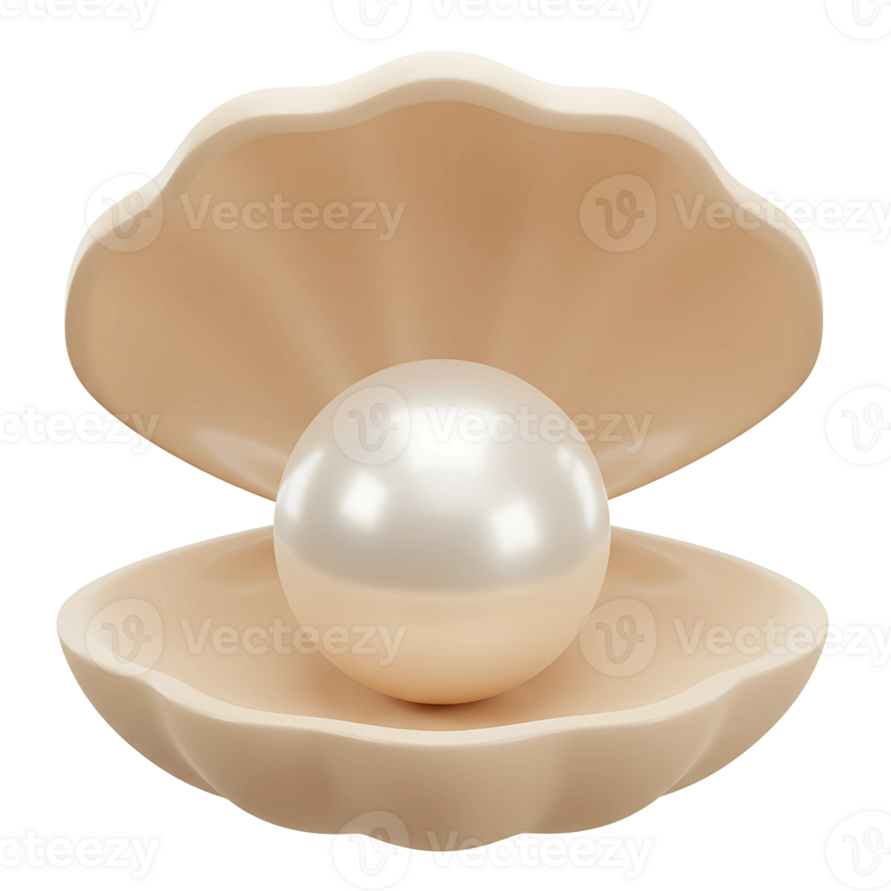 Elegant 3D Rendering of a Pearl in an Oyster Shell png
