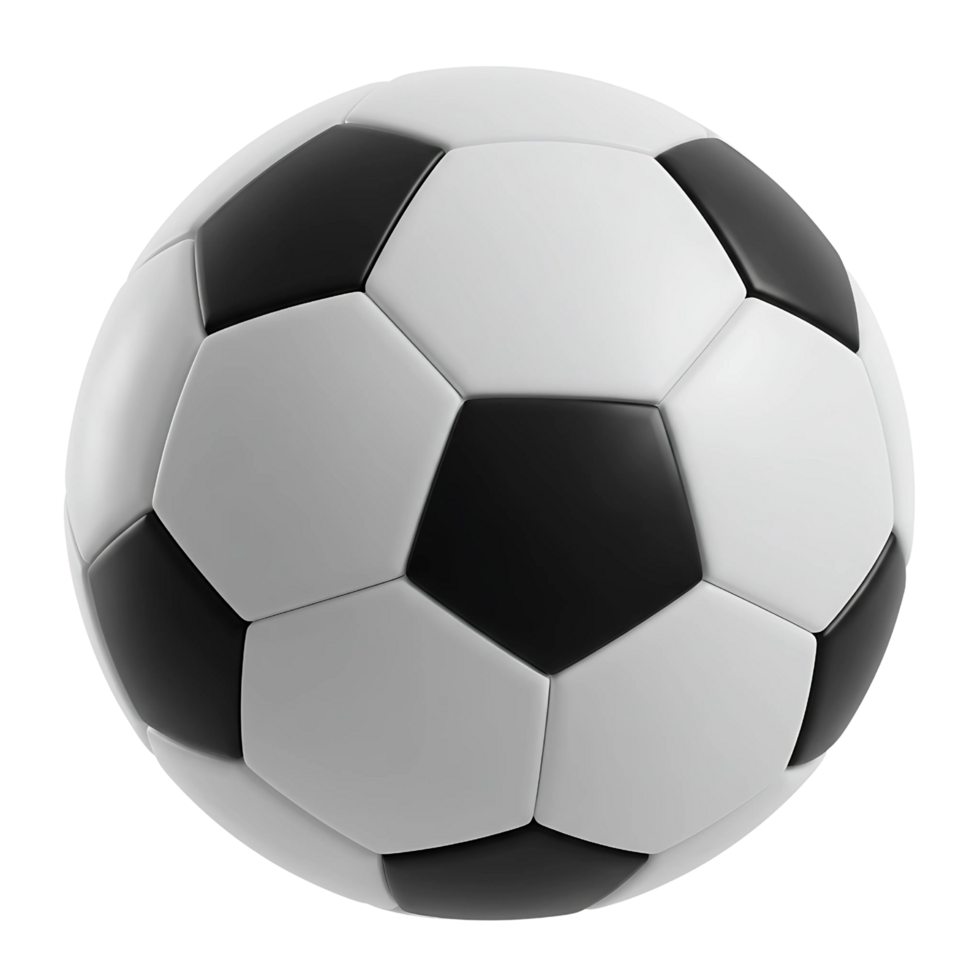 Classic 3D Rendering of a Black and White Soccer Ball png