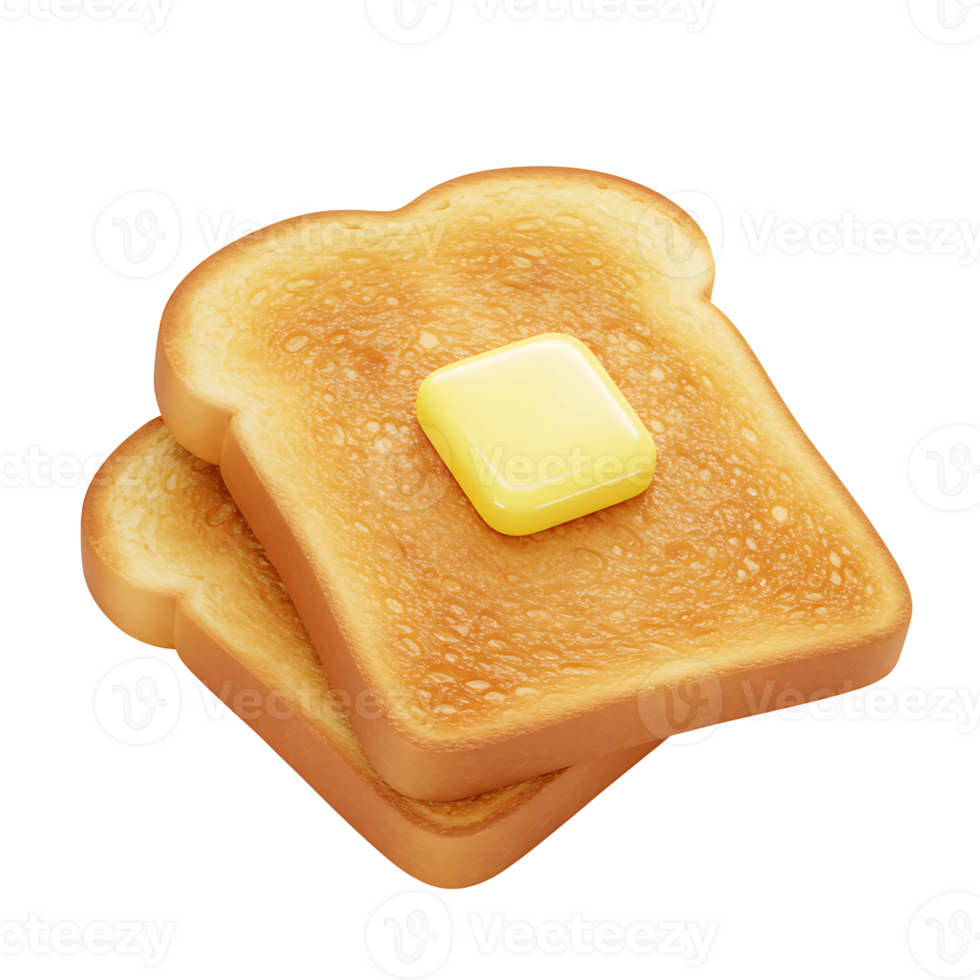 Delicious 3D Toast with Melting Butter png
