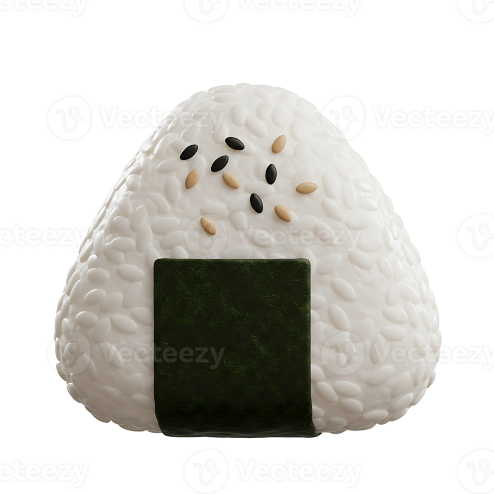 3D Rendering of a Japanese Onigiri Rice Ball png