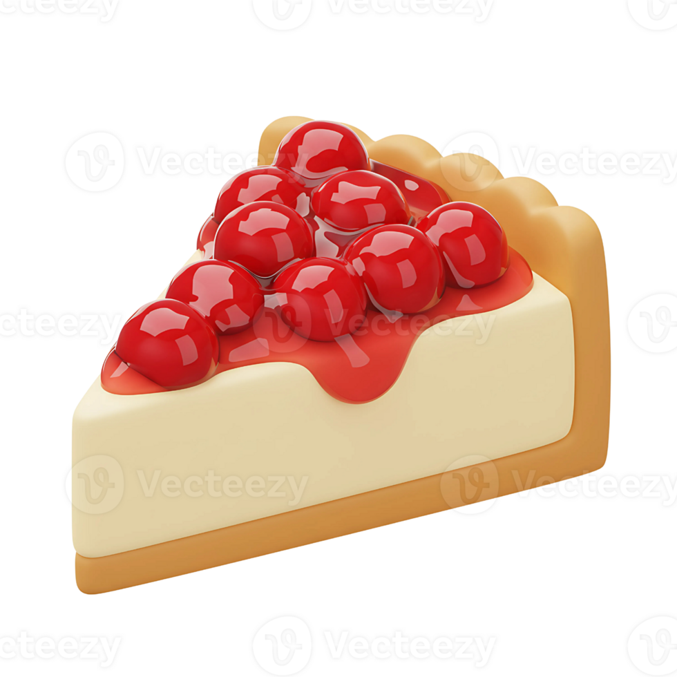 Delicious 3D Slice of Cherry Cheesecake png