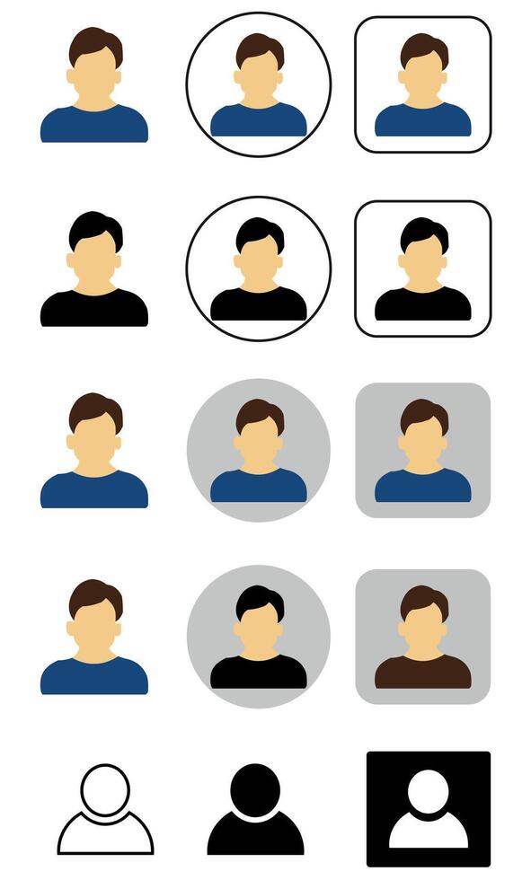 User Profile Icon Set, Avatar, Account, Login, Member and UI Profile Symbols. vector