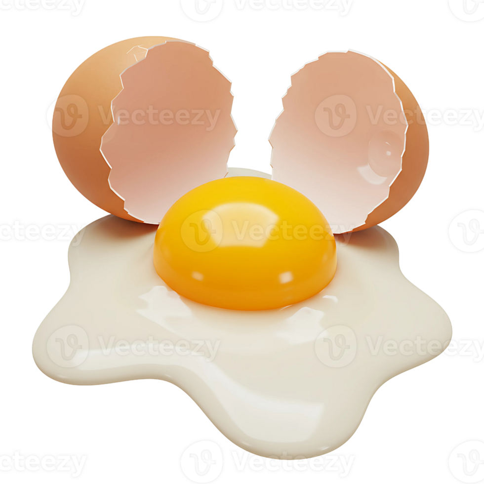 Detailed 3D Rendering of a Cracked Raw Egg png