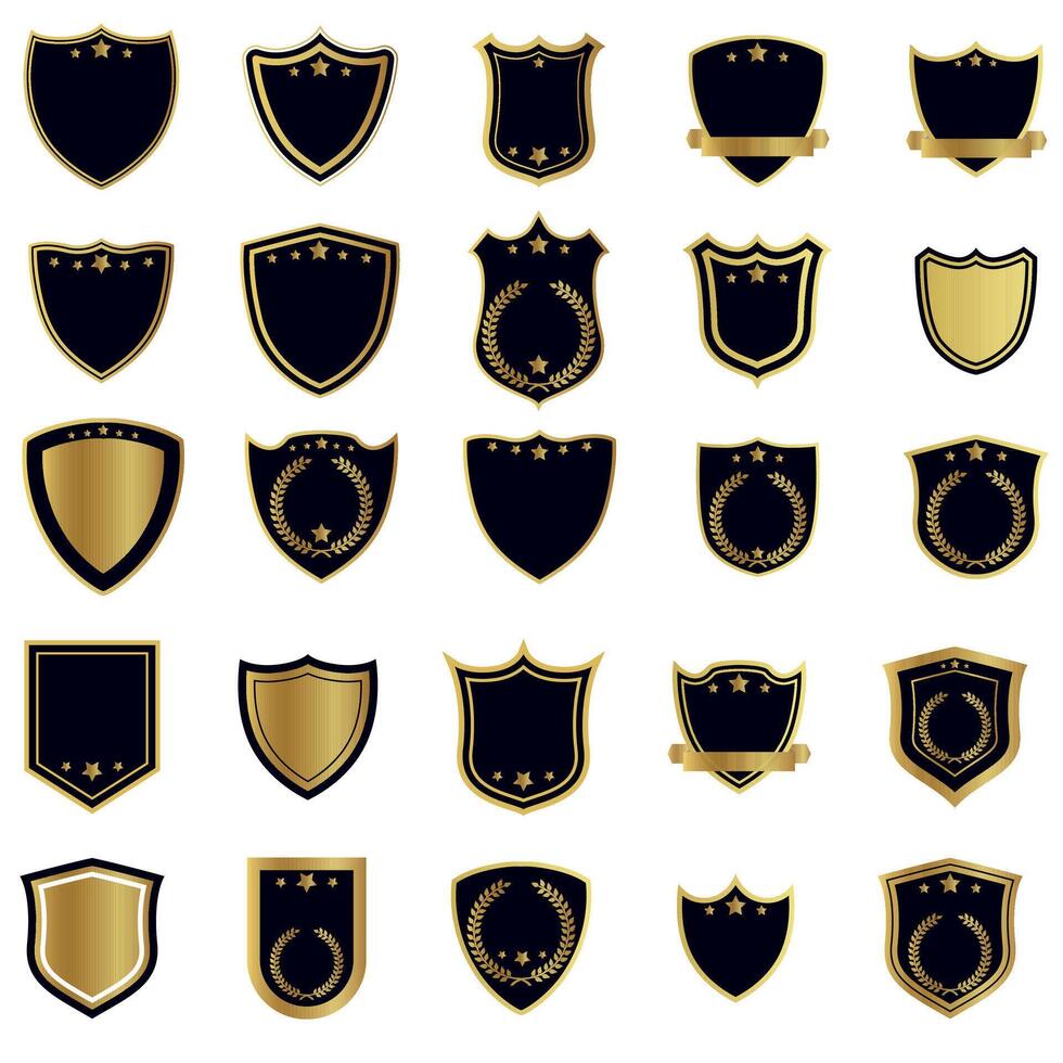 Luxury Shield Badge Collection,Golden Security Emblem Set vector