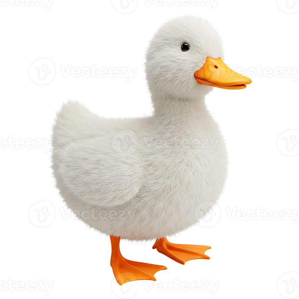 Adorable 3D Rendering of a Fluffy White Duckling png
