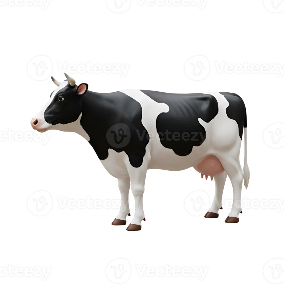 Classic 3D Rendering of a Black and White Holstein Cow png
