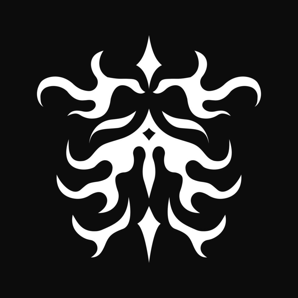 A white tribal tattoo design on a black background vector