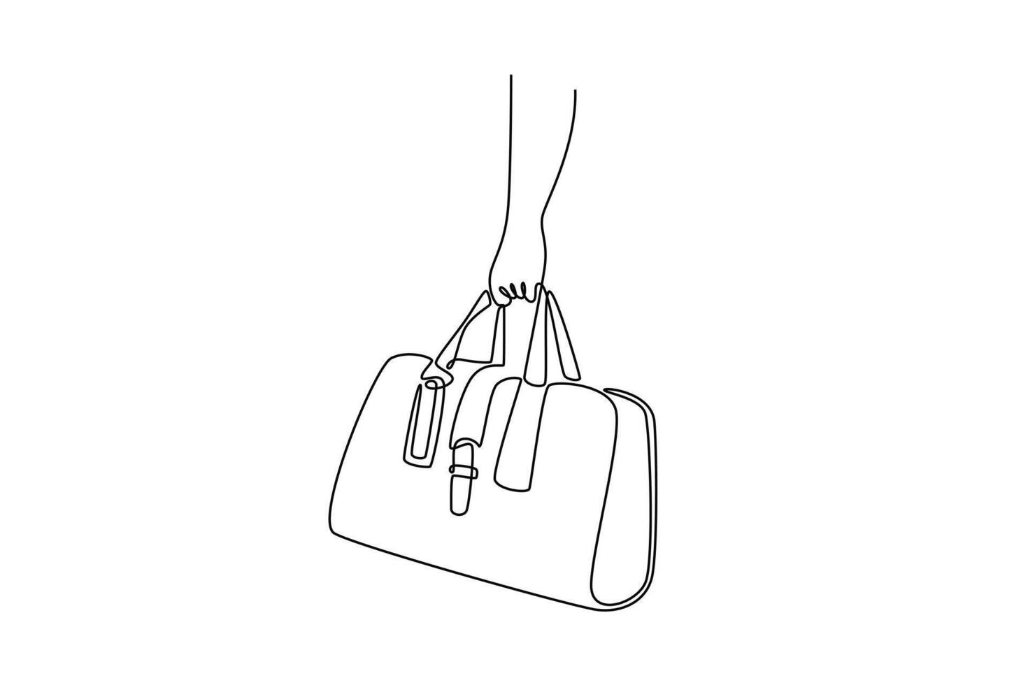 man traveler holding bag. Travel locker concept. Single line draw design. graphic illustration vector