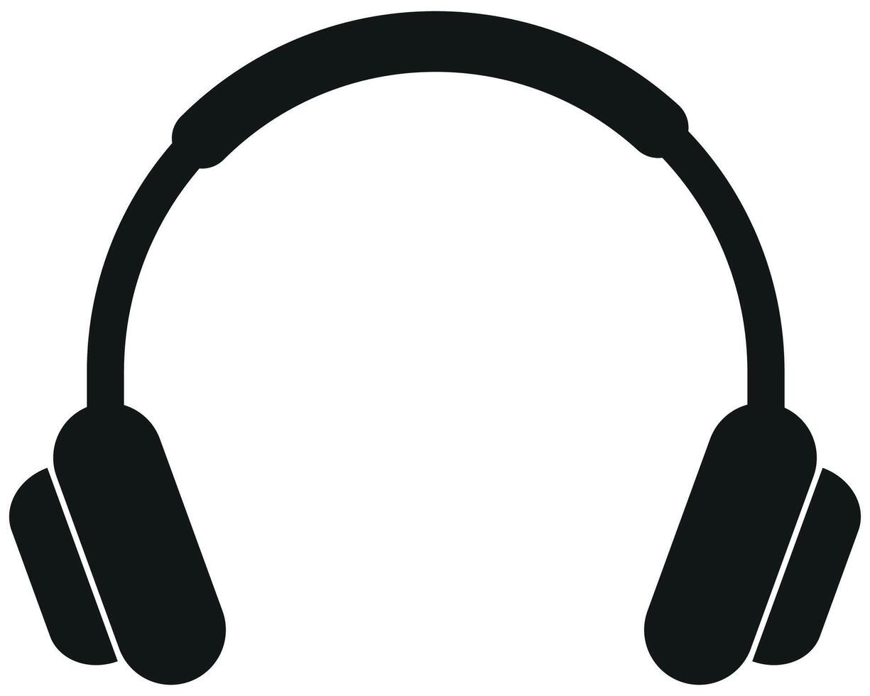 Silhouette of headphones isolated on a white background, music or DJ graphic element vector