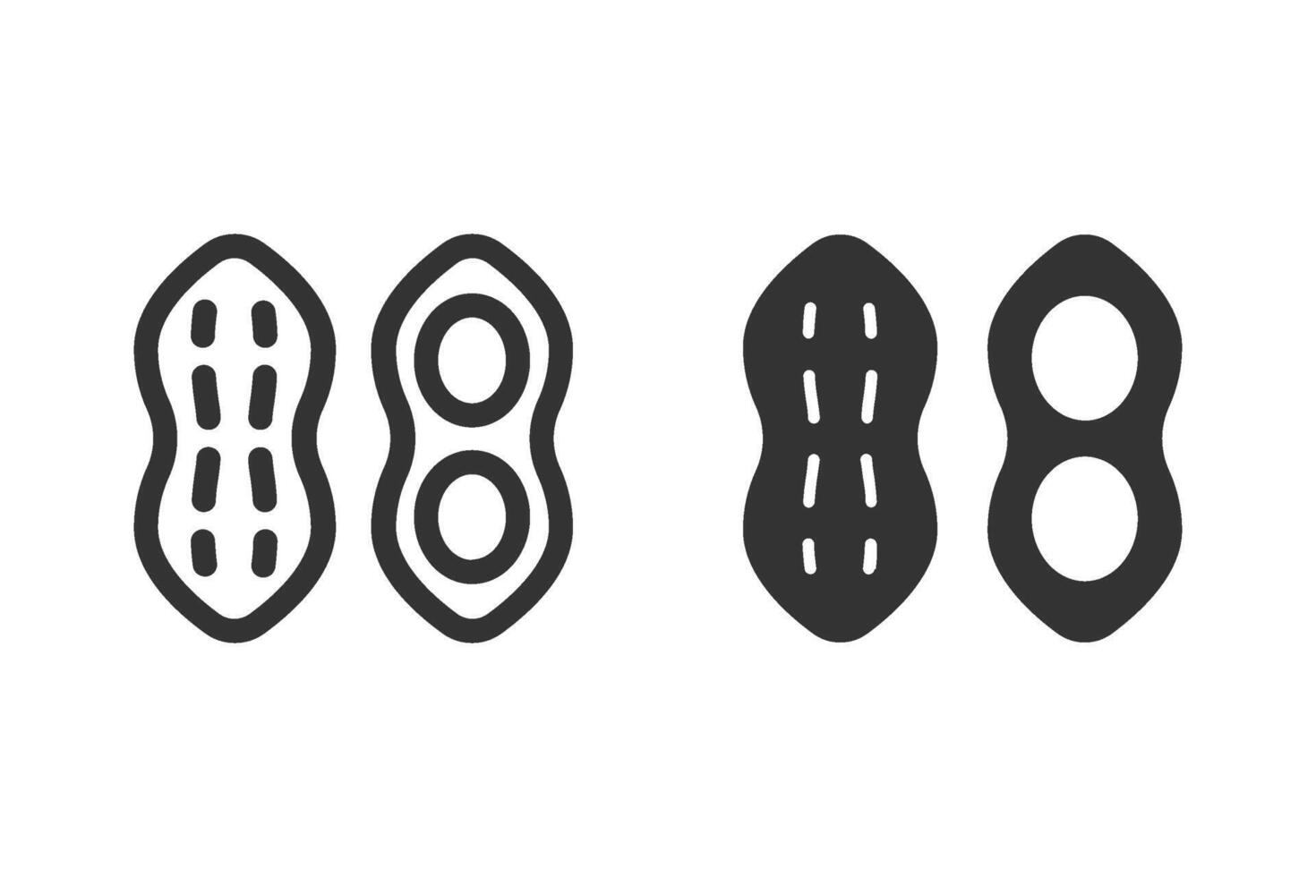 Peanut icon set. Outline and glyph of peanut icons for web design. color editable vector