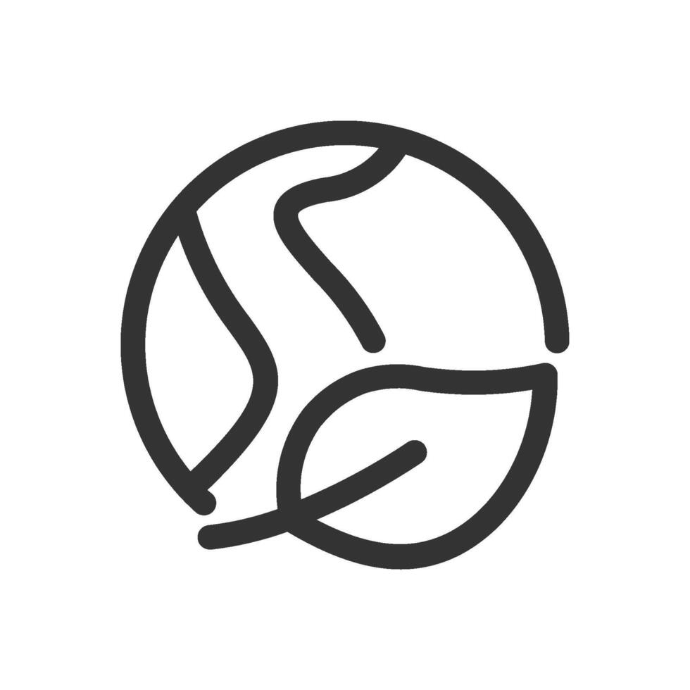 Eco-friendly icon. Leaf and globe, suggesting sustainability, environmental awareness, and natural resources. Ideal for businesses focused on eco-conscious products, recycling, or nature. vector