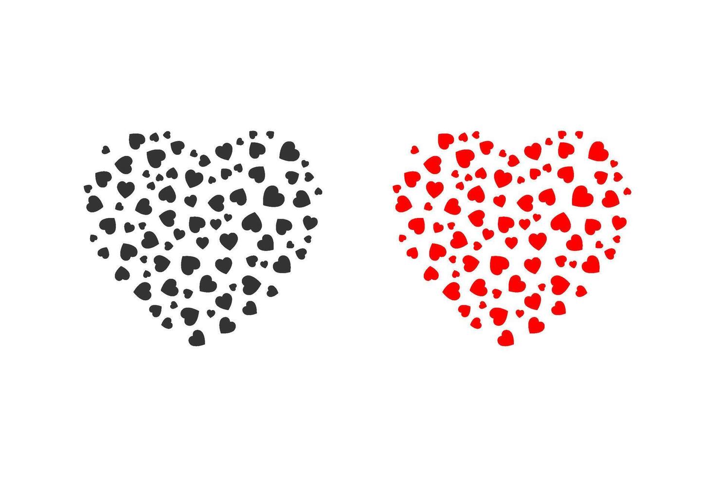Heart shape composed of many small heart shapes. Perfect for Valentine's Day, love, romantic themed designs, or relations vector