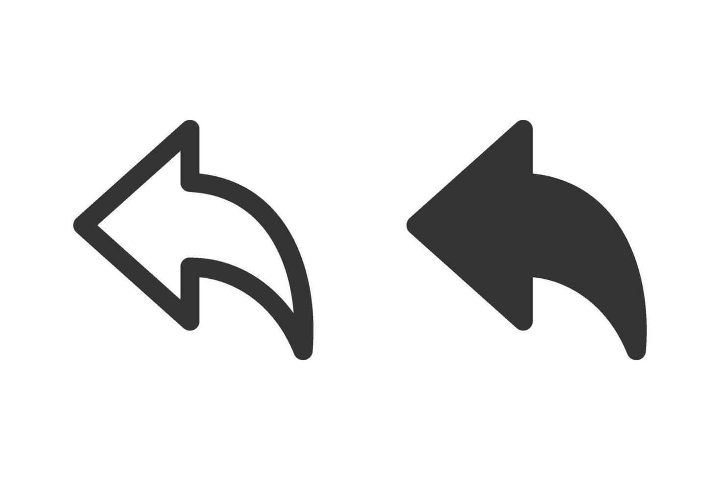 Curved back arrow icon set. Suitable for web design, user interface elements, and various graphic design projects. Symbol of return, undo, previous, and direction vector