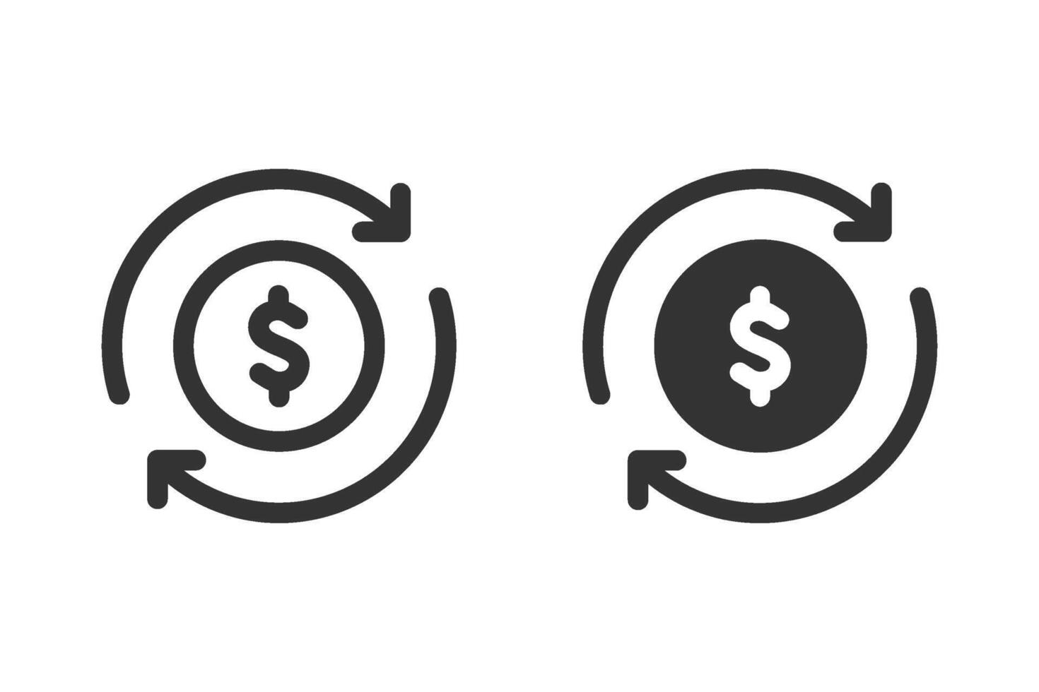 Money exchange or currency conversion icon set. Dollar sign with arrows, suitable for financial applications or business presentations. vector