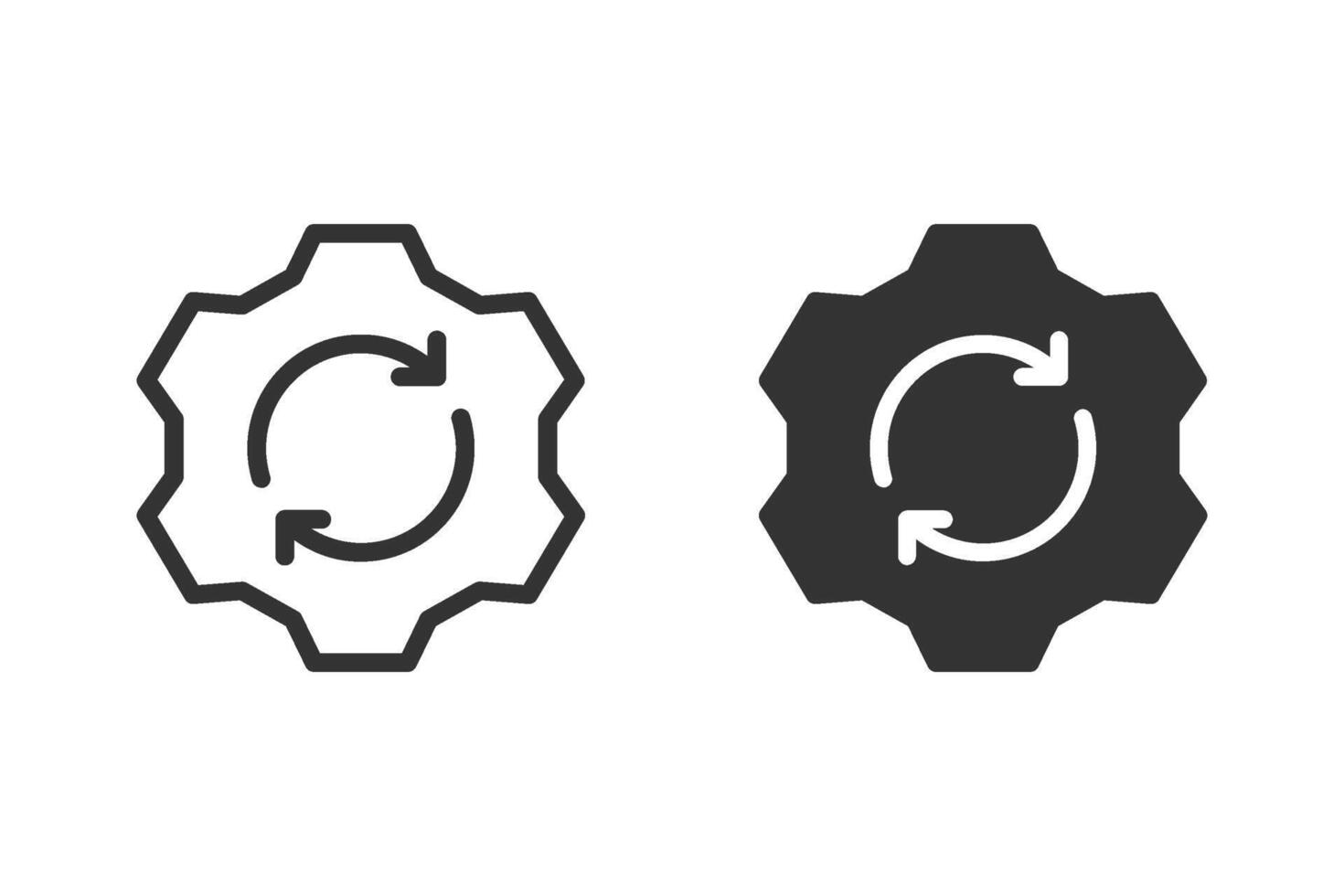 Gear with a circular arrow icon. symbolizing update or process. Perfect for technology, engineering, and business concepts vector