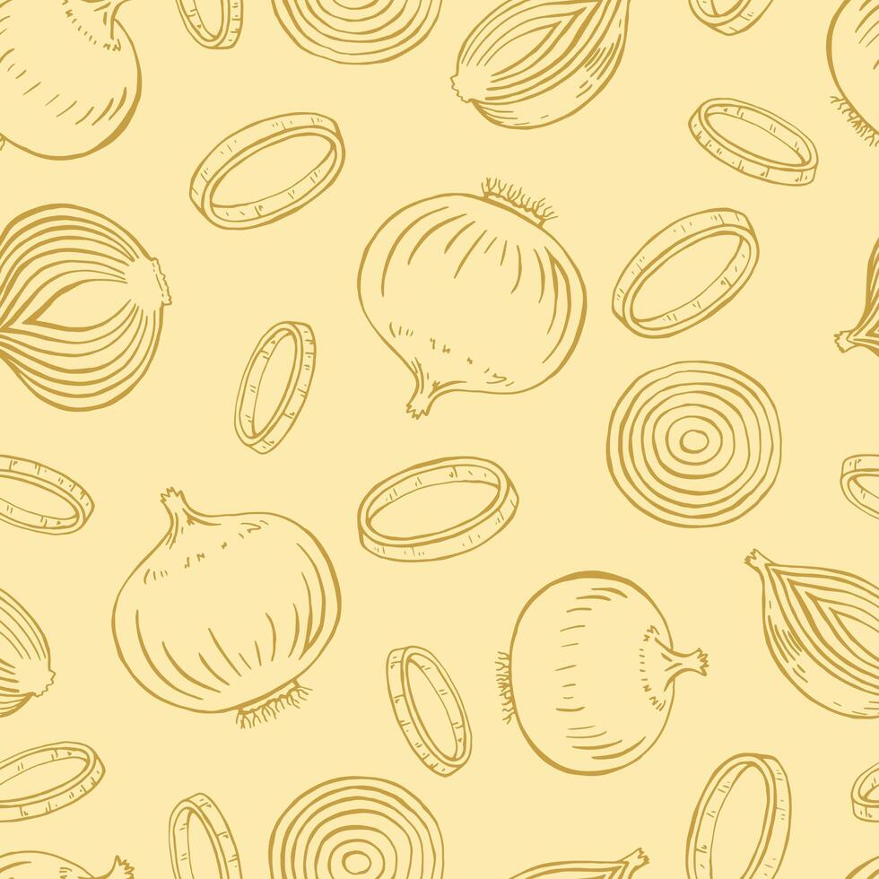 Seamless pattern onion. Hand drawn illustration. vector