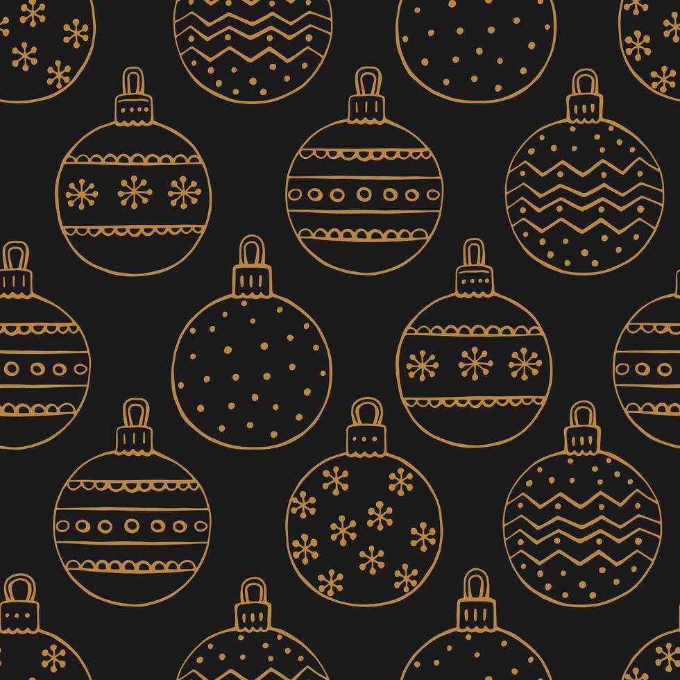 Seamless pattern with Christmas baubles, Hand drawn illustration. vector