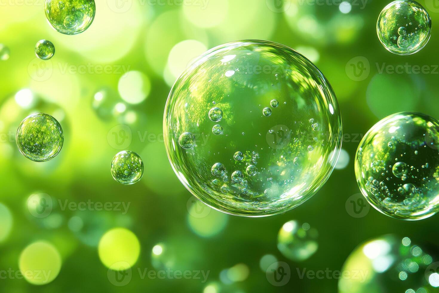 Abstract Green Bubbles and Bokeh Background - Ideal for Creative Projects and Designs photo