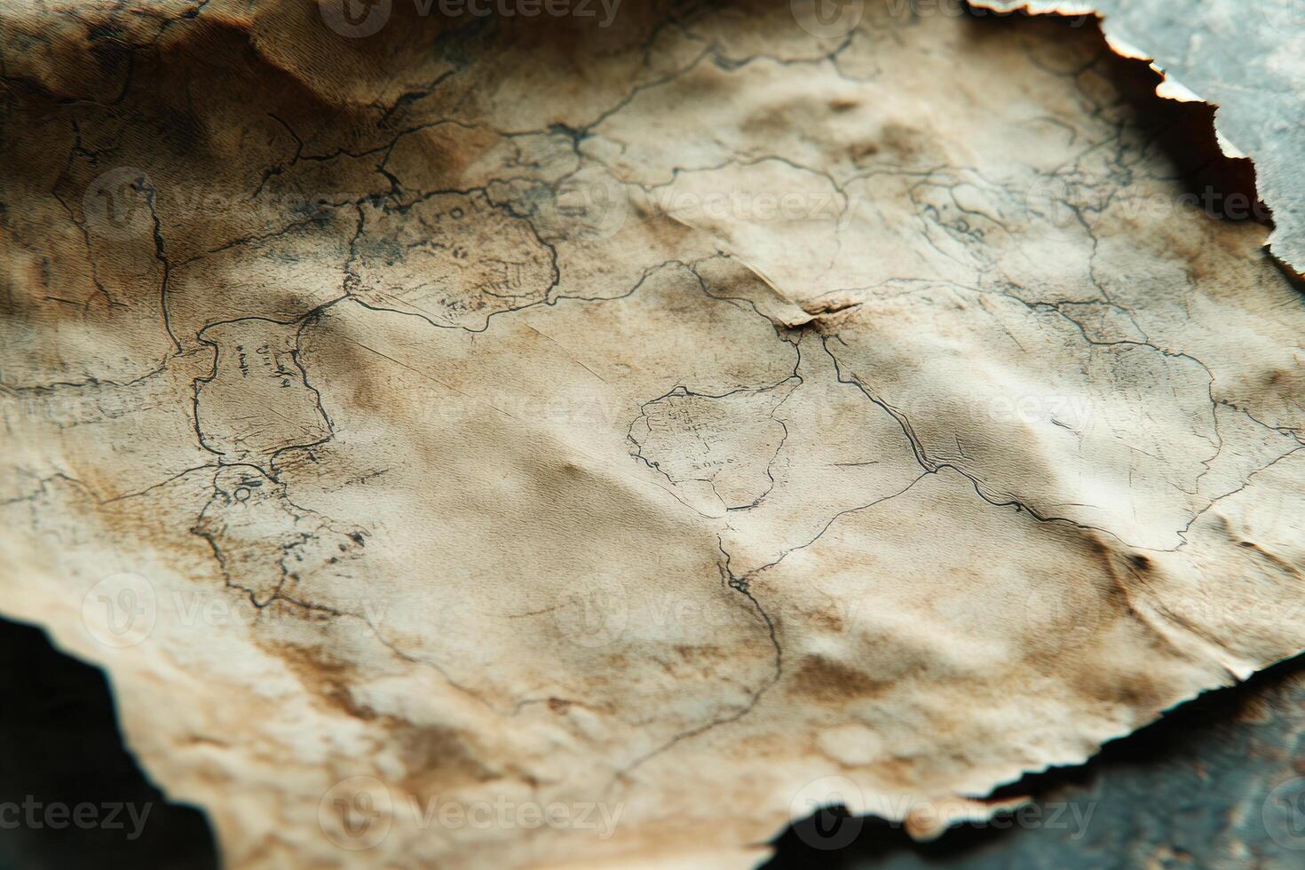 Aged and Weathered Parchment with Torn Edge Ideal for Historical Document Backgrounds and Creative Projects photo