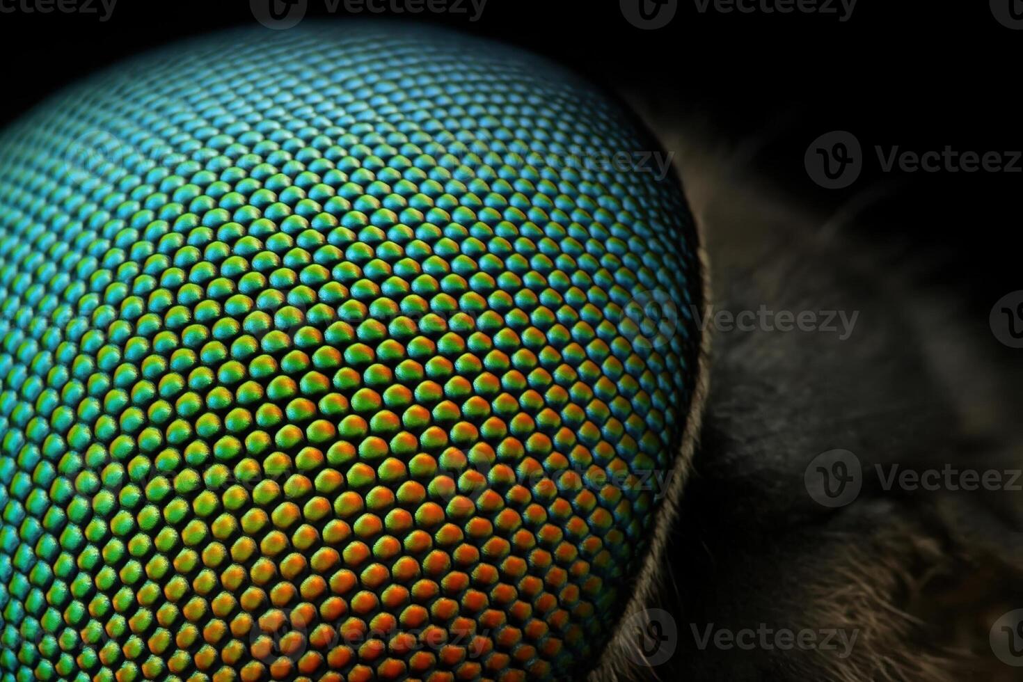 Compound eye of a robber fly under microscope photo