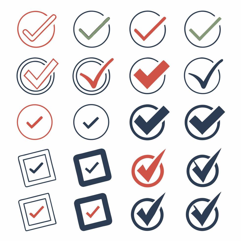 20 Best Checkmark Icons Red, Green, Blue, Circle. vector