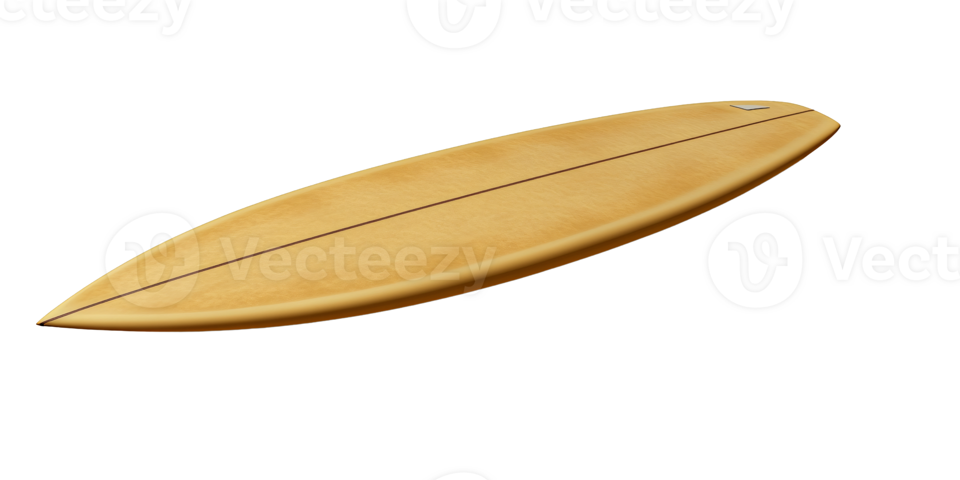 Isolated tan surfboard with a single stringer on a transparent background Concept of surfing, summer, and beach lifestyle png