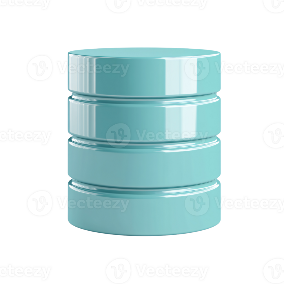 3D rendering of a light blue database server stack on a transparent background Concept of data storage, cloud computing, and information technology png