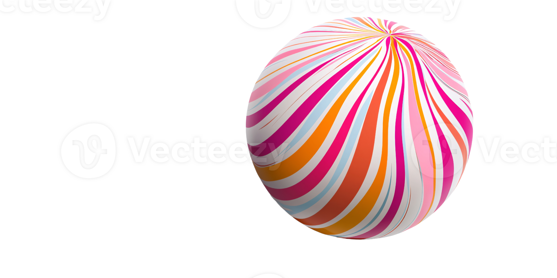 Abstract Sphere with Colorful Stripes on Transparent Background, a Vibrant 3D Rendering for Modern Design and Decorative Elements png
